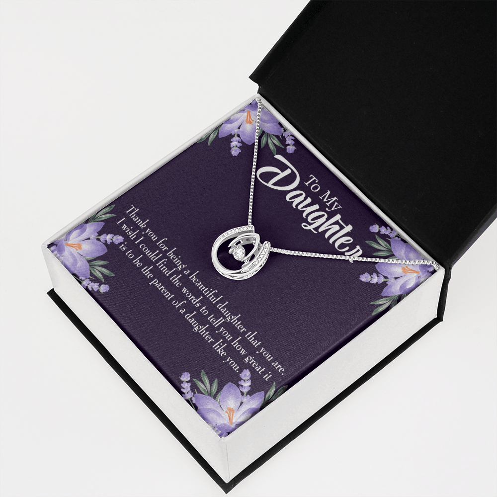 To My Daughter Daughter Like You Lucky Horseshoe Necklace Message Card 14k w CZ Crystals-Express Your Love Gifts