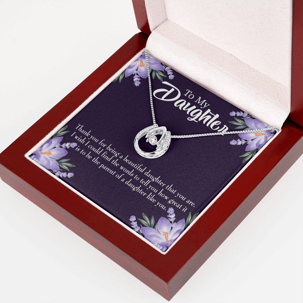 To My Daughter Daughter Like You Lucky Horseshoe Necklace Message Card 14k w CZ Crystals-Express Your Love Gifts