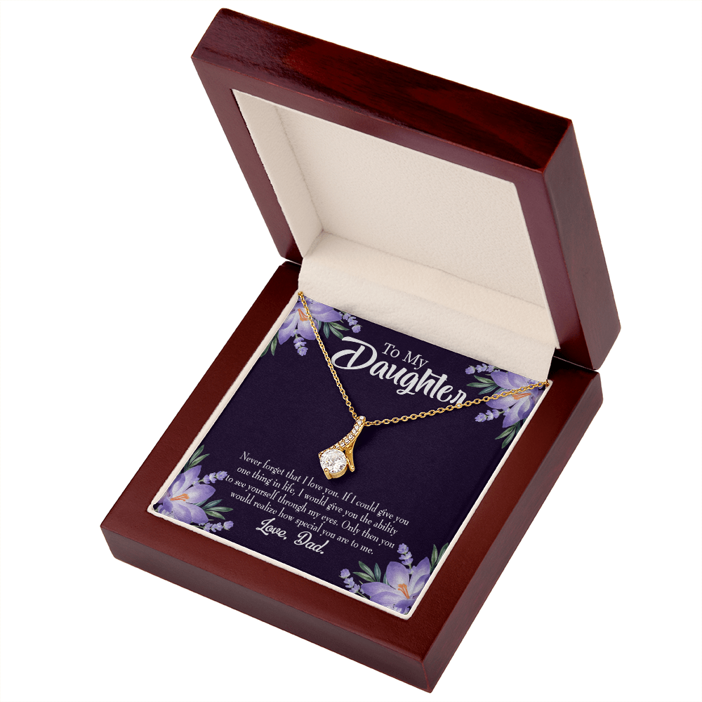 To My Daughter Daughter Never Forget From Dad Alluring Ribbon Necklace Message Card-Express Your Love Gifts