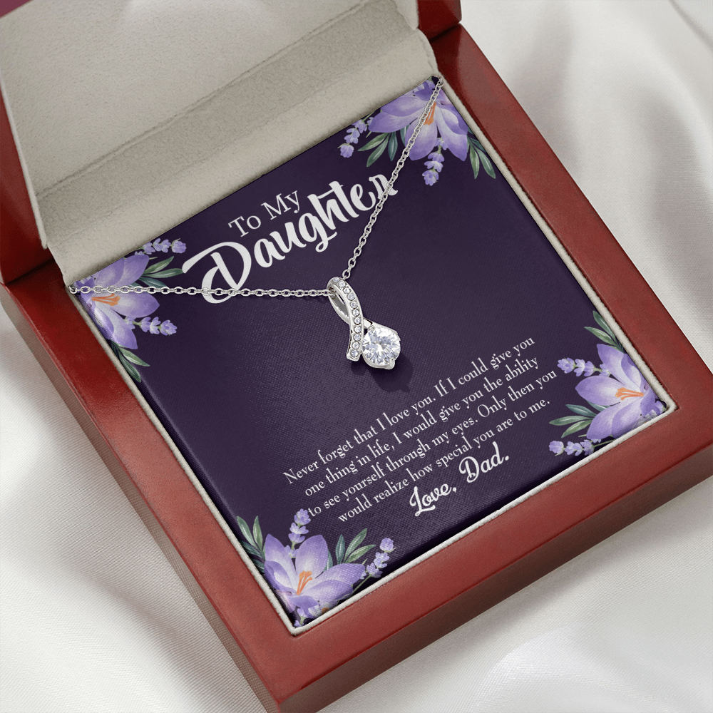 To My Daughter Daughter Never Forget From Dad Alluring Ribbon Necklace Message Card-Express Your Love Gifts