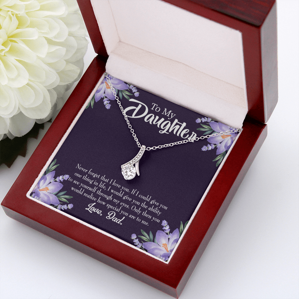 To My Daughter Daughter Never Forget From Dad Alluring Ribbon Necklace Message Card-Express Your Love Gifts