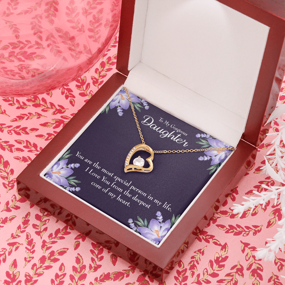 To My Daughter Deepest Core of My Heart Forever Necklace w Message Card-Express Your Love Gifts