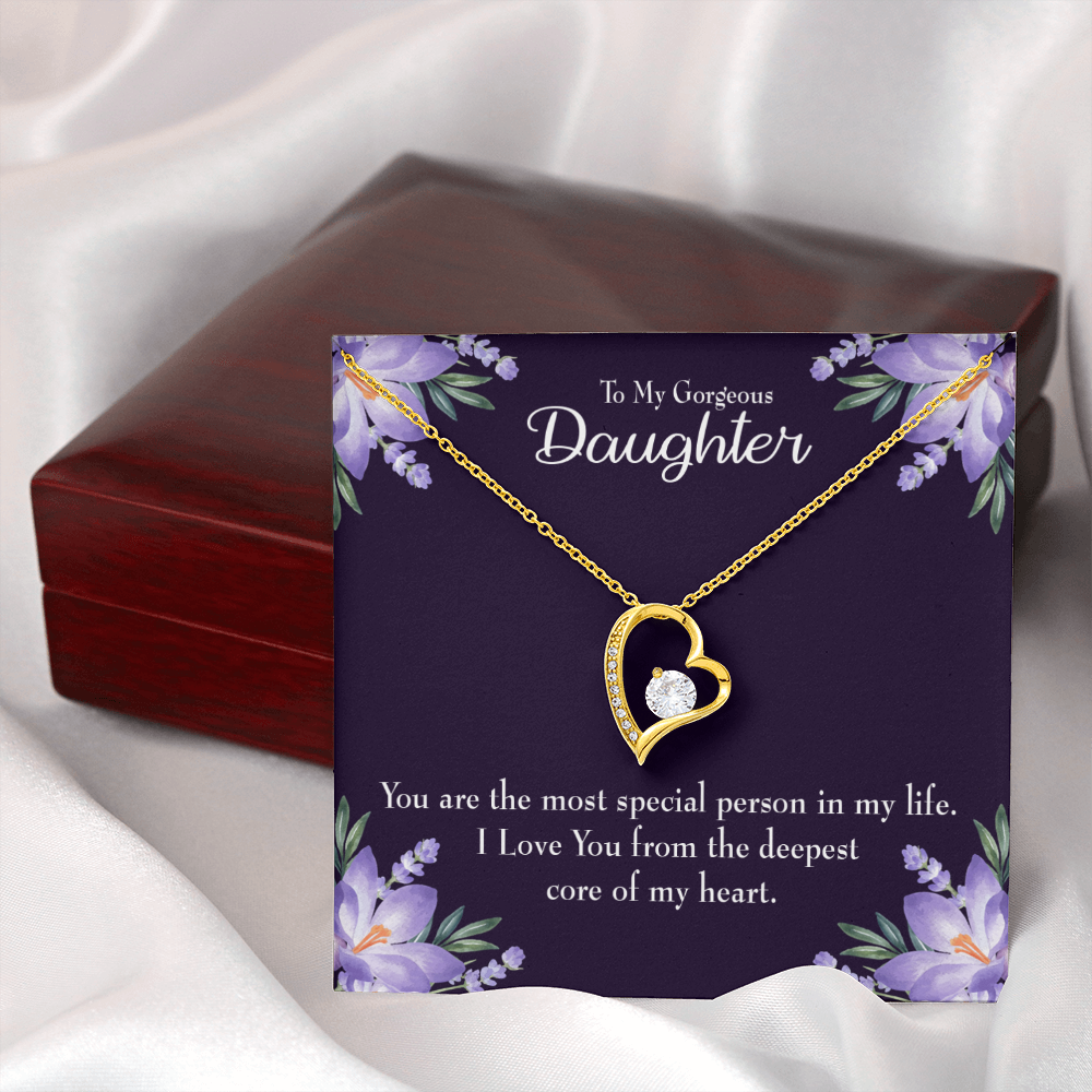 To My Daughter Deepest Core of My Heart Forever Necklace w Message Card-Express Your Love Gifts