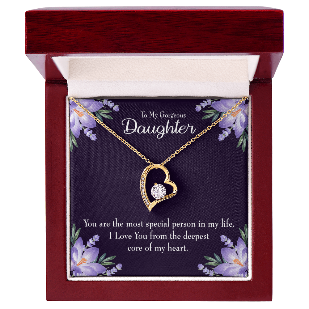 To My Daughter Deepest Core of My Heart Forever Necklace w Message Card-Express Your Love Gifts