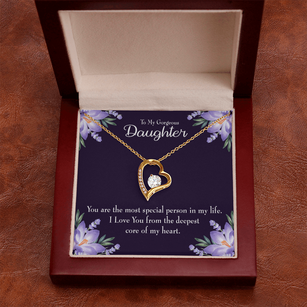 To My Daughter Deepest Core of My Heart Forever Necklace w Message Card-Express Your Love Gifts