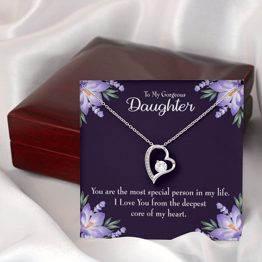 To My Daughter Deepest Core of My Heart Forever Necklace w Message Card-Express Your Love Gifts