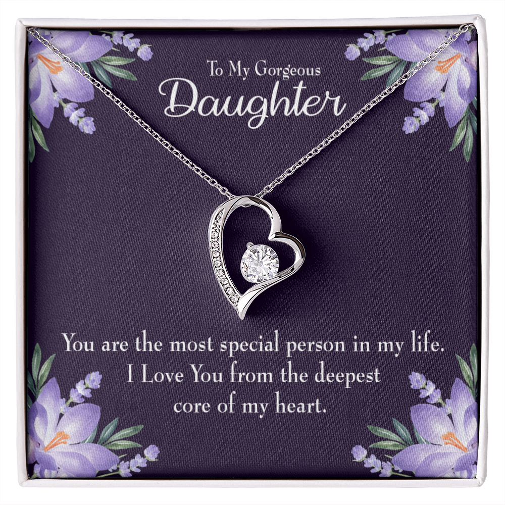 To My Daughter Deepest Core of My Heart Forever Necklace w Message Card-Express Your Love Gifts