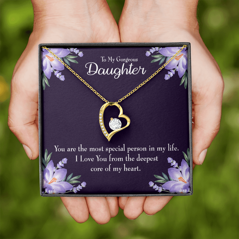 To My Daughter Deepest Core of My Heart Forever Necklace w Message Card-Express Your Love Gifts