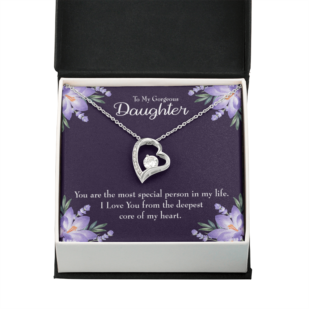 To My Daughter Deepest Core of My Heart Forever Necklace w Message Card-Express Your Love Gifts