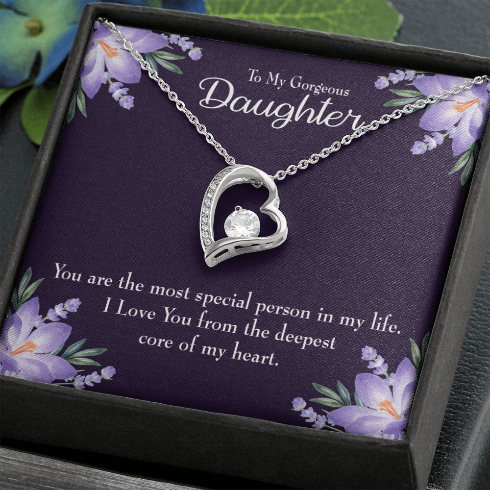 To My Daughter Deepest Core of My Heart Forever Necklace w Message Card-Express Your Love Gifts
