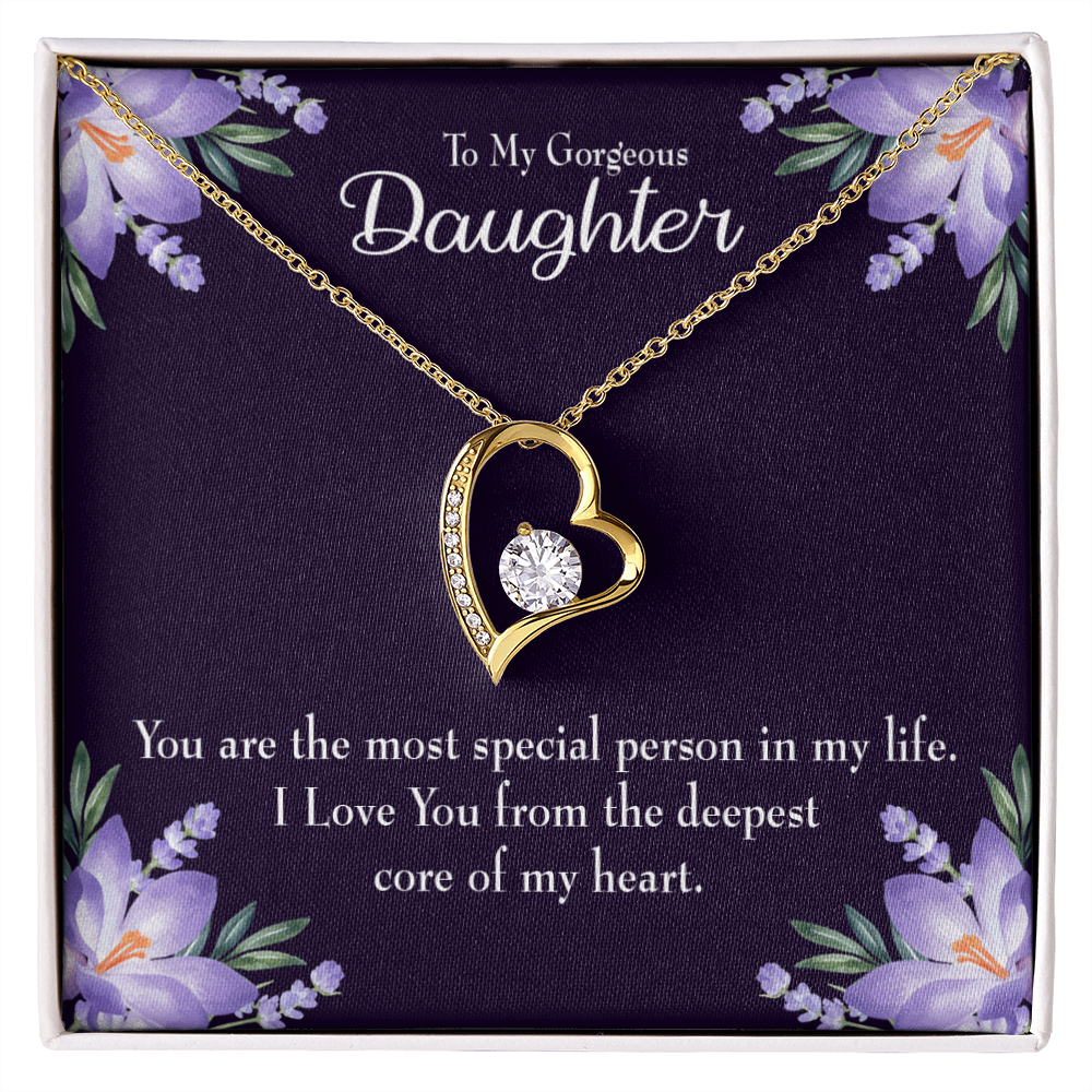 To My Daughter Deepest Core of My Heart Forever Necklace w Message Card-Express Your Love Gifts