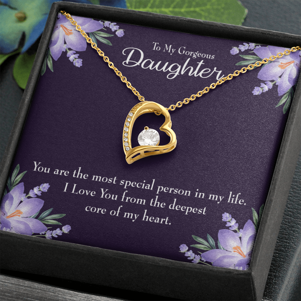 To My Daughter Deepest Core of My Heart Forever Necklace w Message Card-Express Your Love Gifts