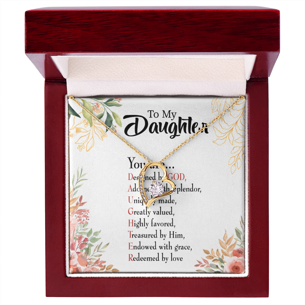 To My Daughter Designed by God Forever Necklace w Message Card-Express Your Love Gifts