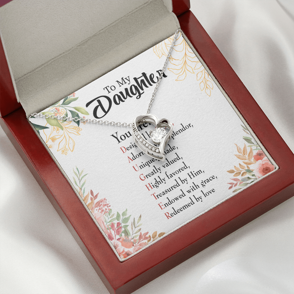 To My Daughter Designed by God Forever Necklace w Message Card-Express Your Love Gifts