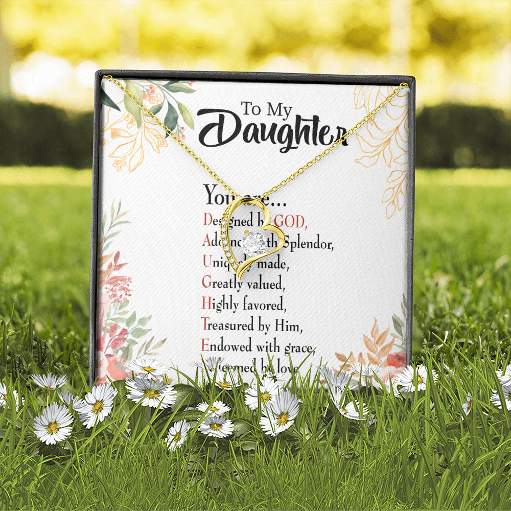 To My Daughter Designed by God Forever Necklace w Message Card-Express Your Love Gifts
