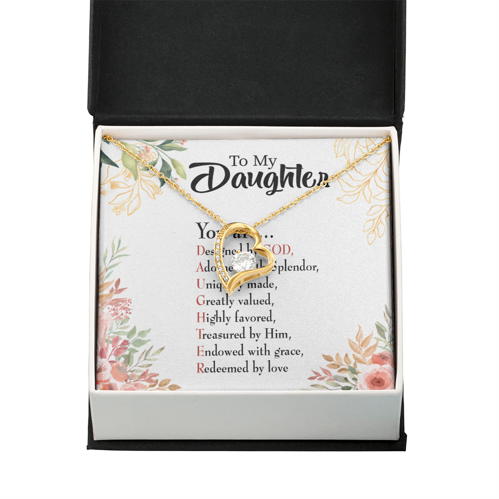 To My Daughter Designed by God Forever Necklace w Message Card-Express Your Love Gifts