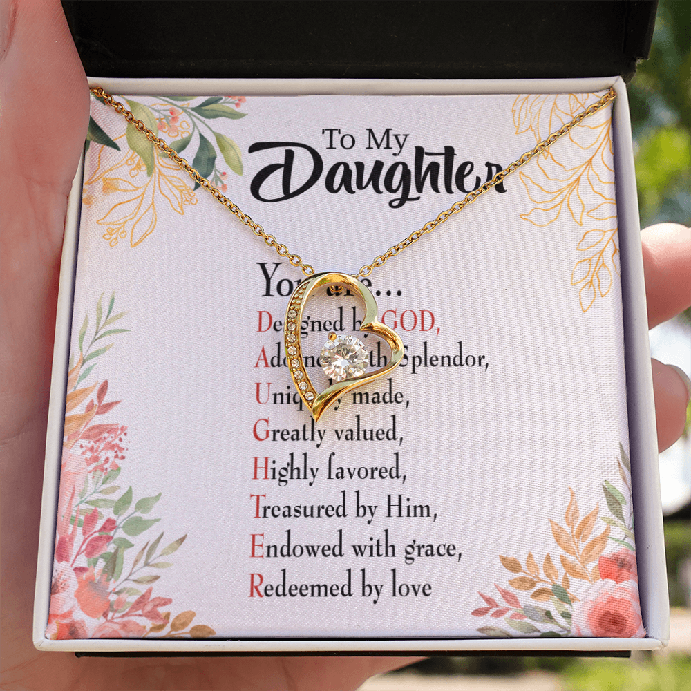 To My Daughter Designed by God Forever Necklace w Message Card-Express Your Love Gifts