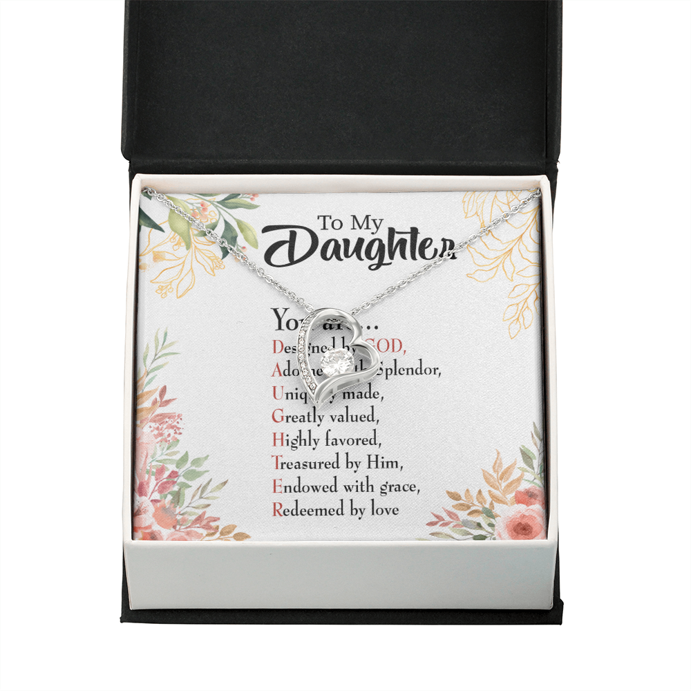 To My Daughter Designed by God Forever Necklace w Message Card-Express Your Love Gifts