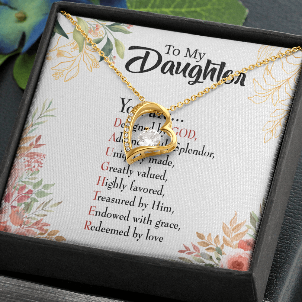 To My Daughter Designed by God Forever Necklace w Message Card-Express Your Love Gifts