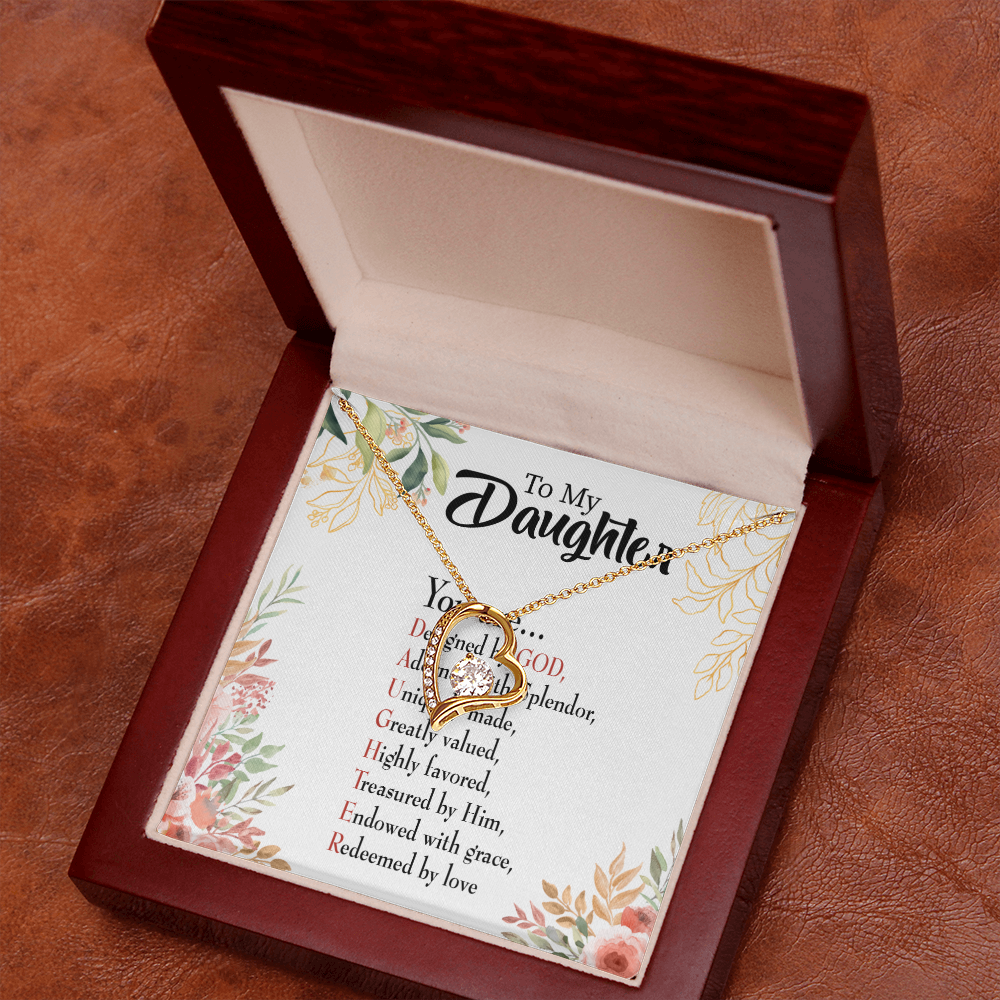 To My Daughter Designed by God Forever Necklace w Message Card-Express Your Love Gifts