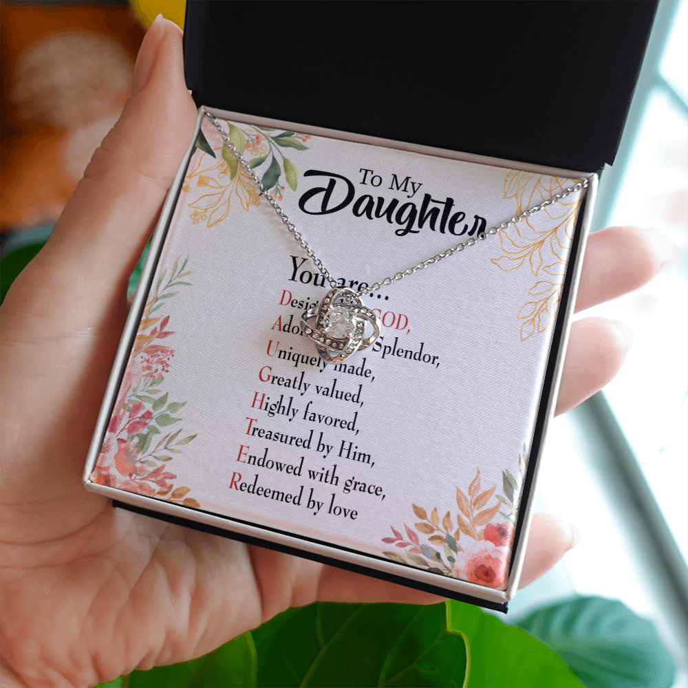 To My Daughter Designed by God Infinity Knot Necklace Message Card-Express Your Love Gifts