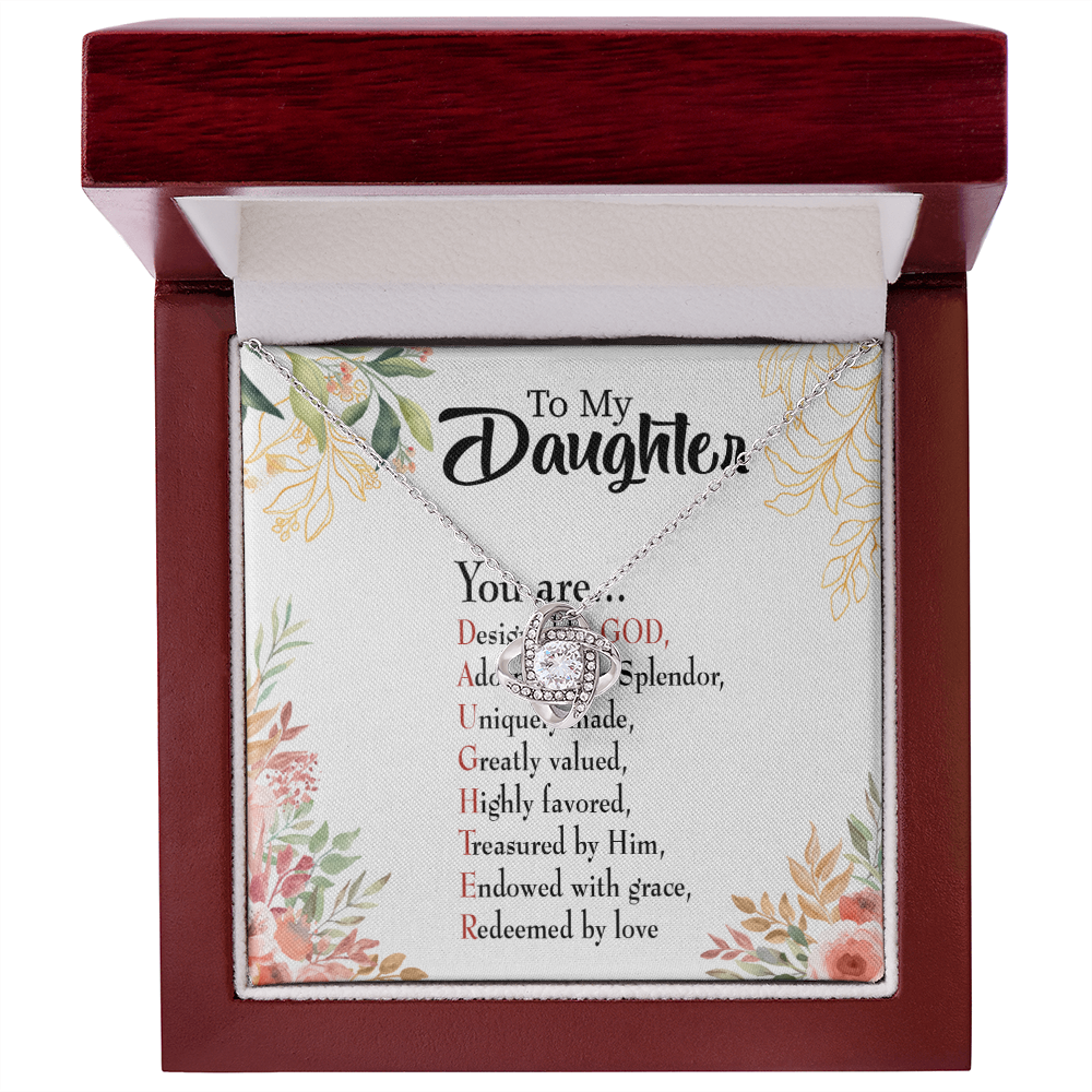 To My Daughter Designed by God Infinity Knot Necklace Message Card-Express Your Love Gifts