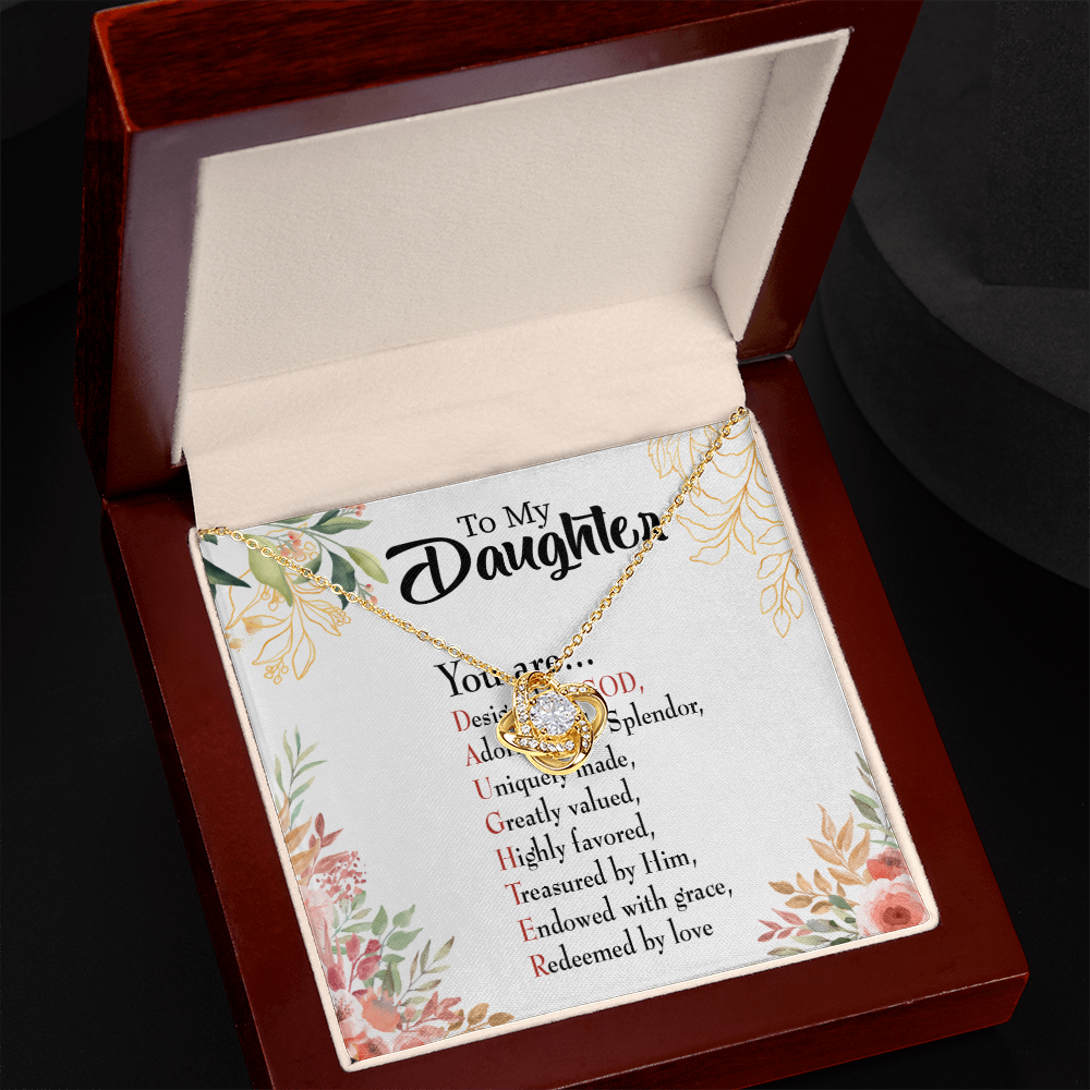 To My Daughter Designed by God Infinity Knot Necklace Message Card-Express Your Love Gifts