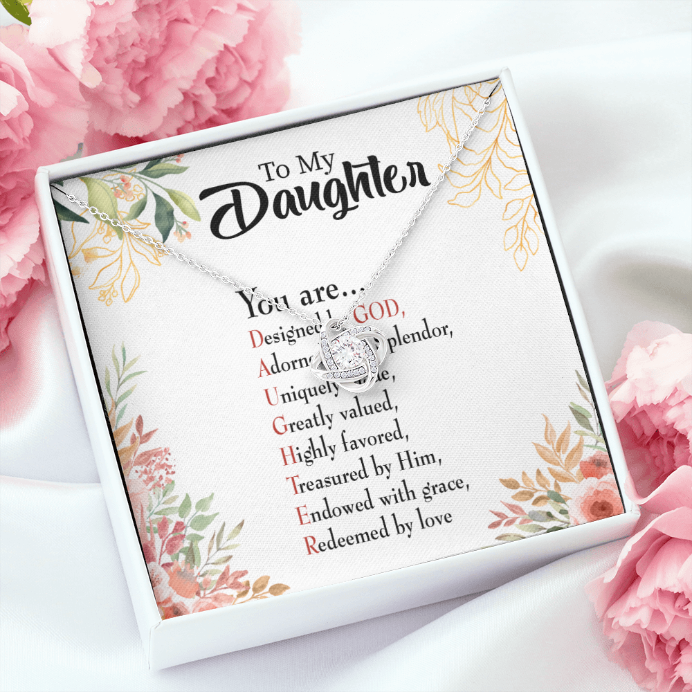 To My Daughter Designed by God Infinity Knot Necklace Message Card-Express Your Love Gifts