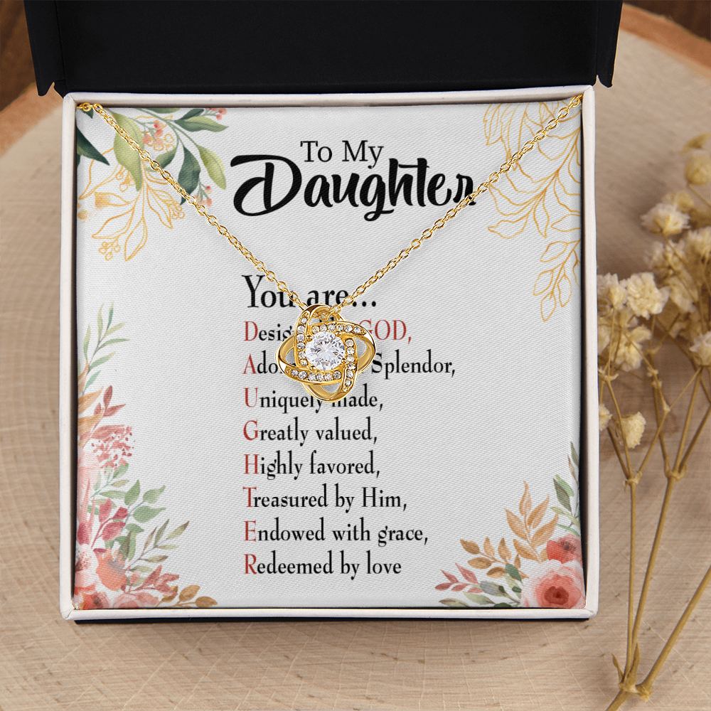 To My Daughter Designed by God Infinity Knot Necklace Message Card-Express Your Love Gifts