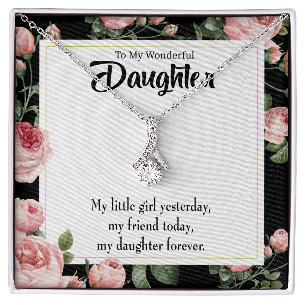 To My Daughter Friend Today Daughter Forever Alluring Ribbon Necklace Message Card-Express Your Love Gifts