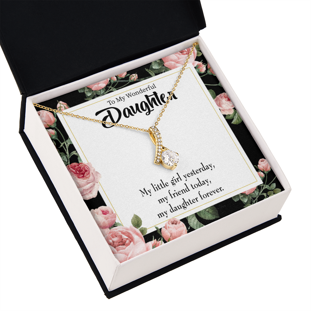 To My Daughter Friend Today Daughter Forever Alluring Ribbon Necklace Message Card-Express Your Love Gifts