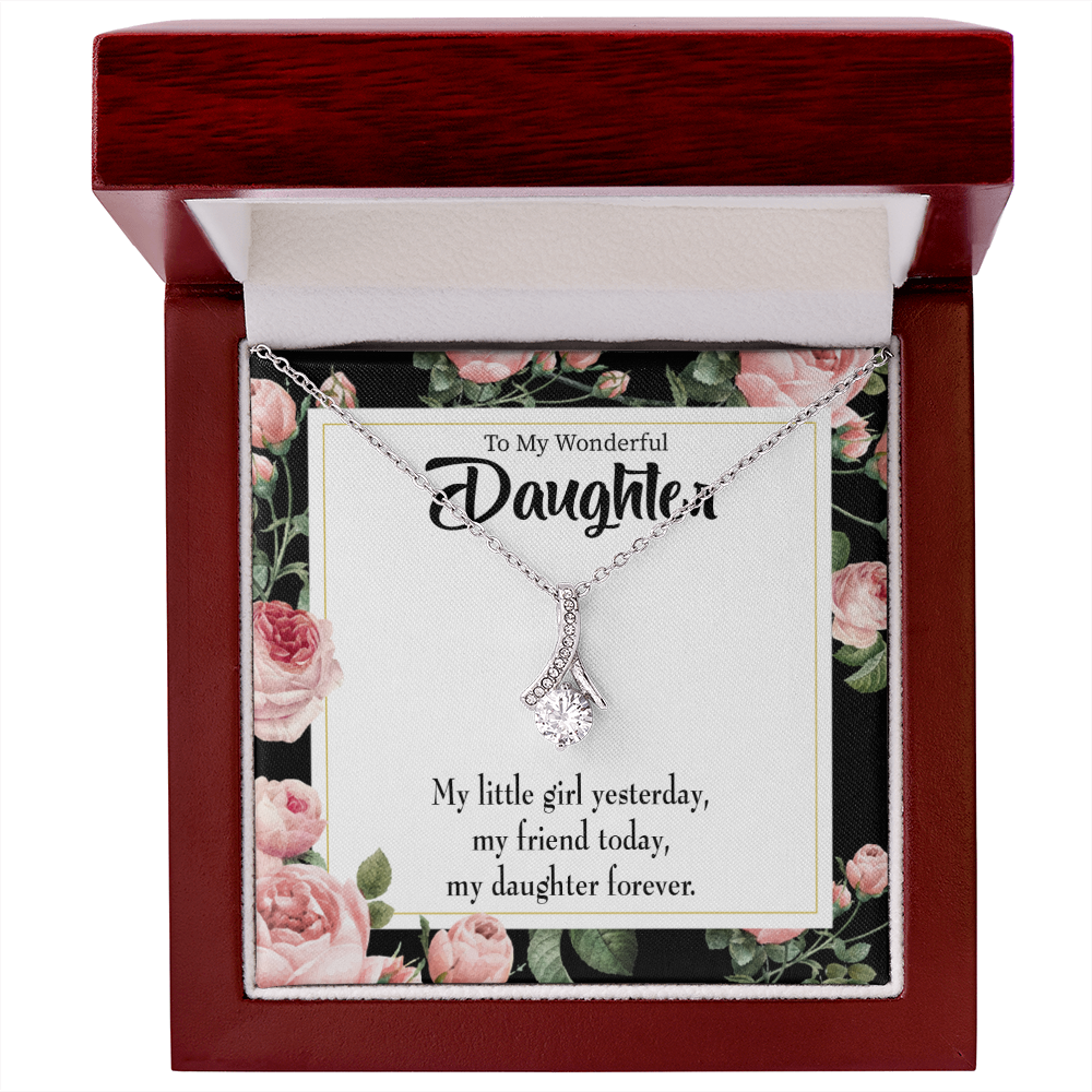 To My Daughter Friend Today Daughter Forever Alluring Ribbon Necklace Message Card-Express Your Love Gifts