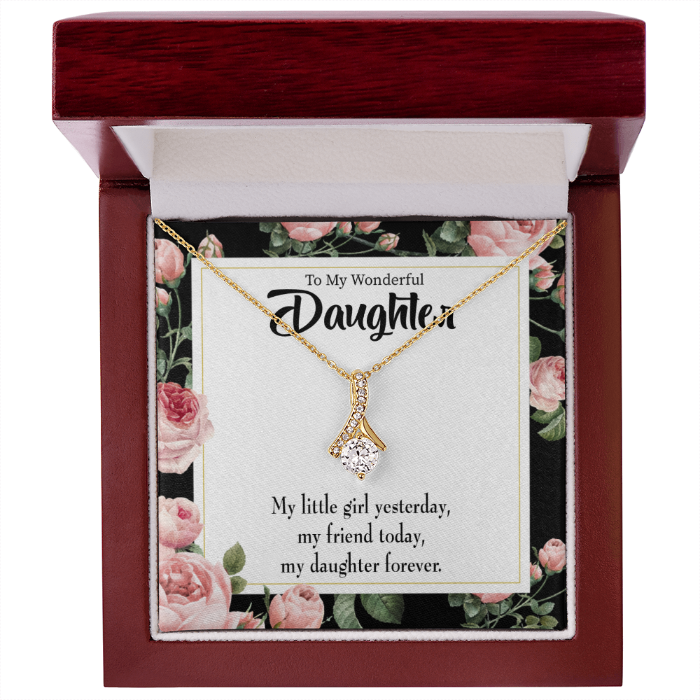 To My Daughter Friend Today Daughter Forever Alluring Ribbon Necklace Message Card-Express Your Love Gifts