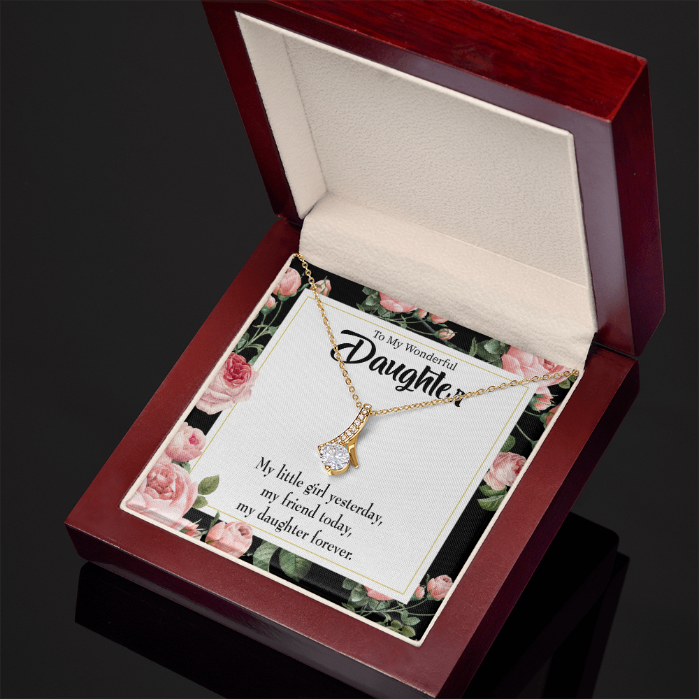 To My Daughter Friend Today Daughter Forever Alluring Ribbon Necklace Message Card-Express Your Love Gifts