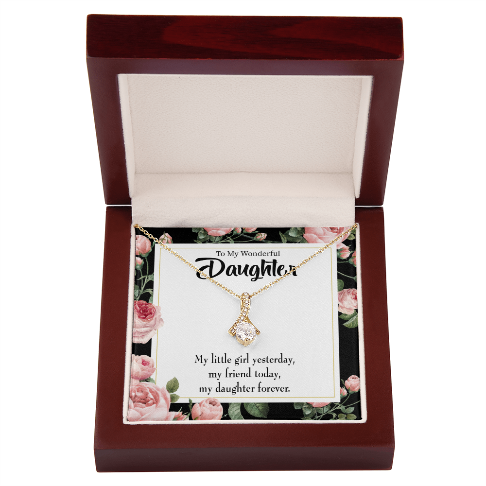 To My Daughter Friend Today Daughter Forever Alluring Ribbon Necklace Message Card-Express Your Love Gifts