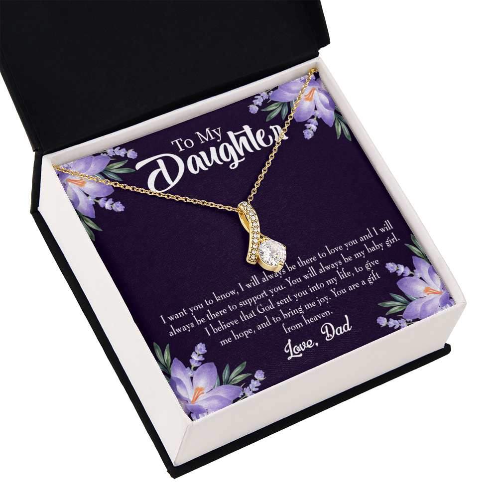 To My Daughter Gift From Heaven From Dad Alluring Ribbon Necklace Message Card-Express Your Love Gifts