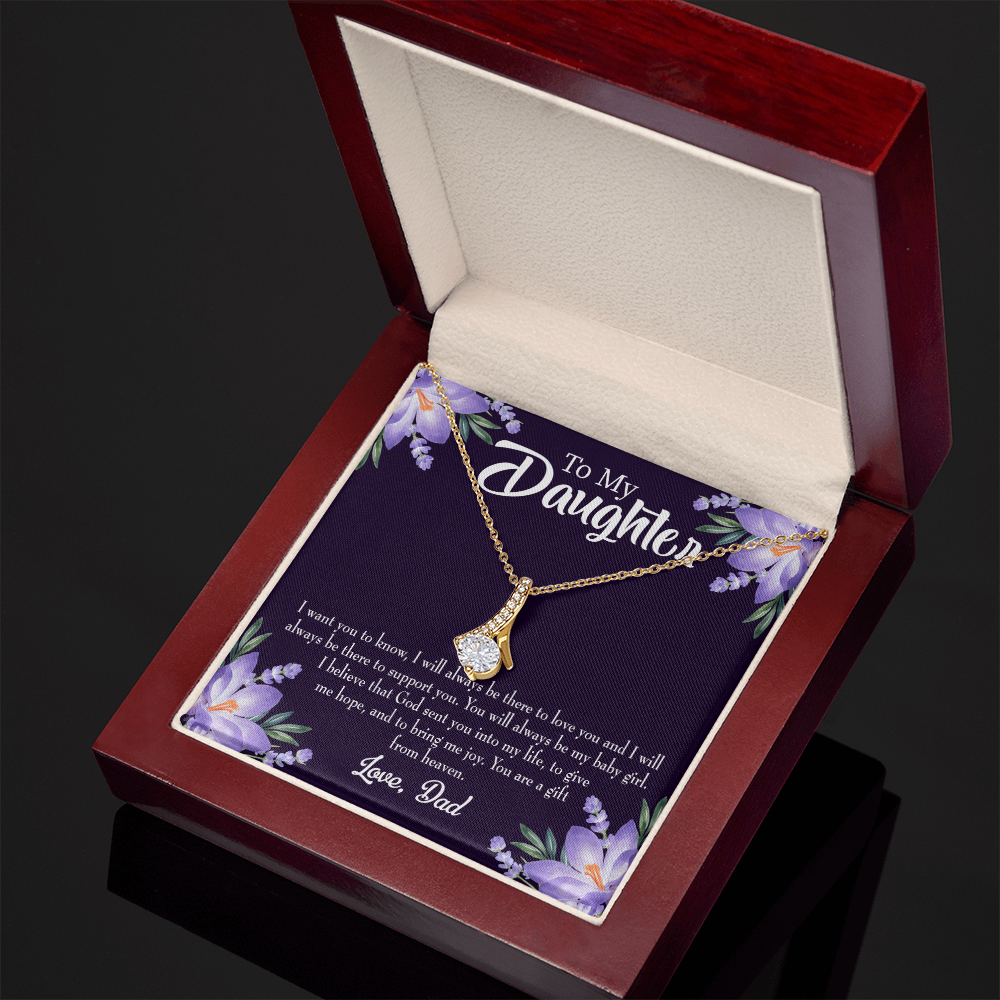 To My Daughter Gift From Heaven From Dad Alluring Ribbon Necklace Message Card-Express Your Love Gifts