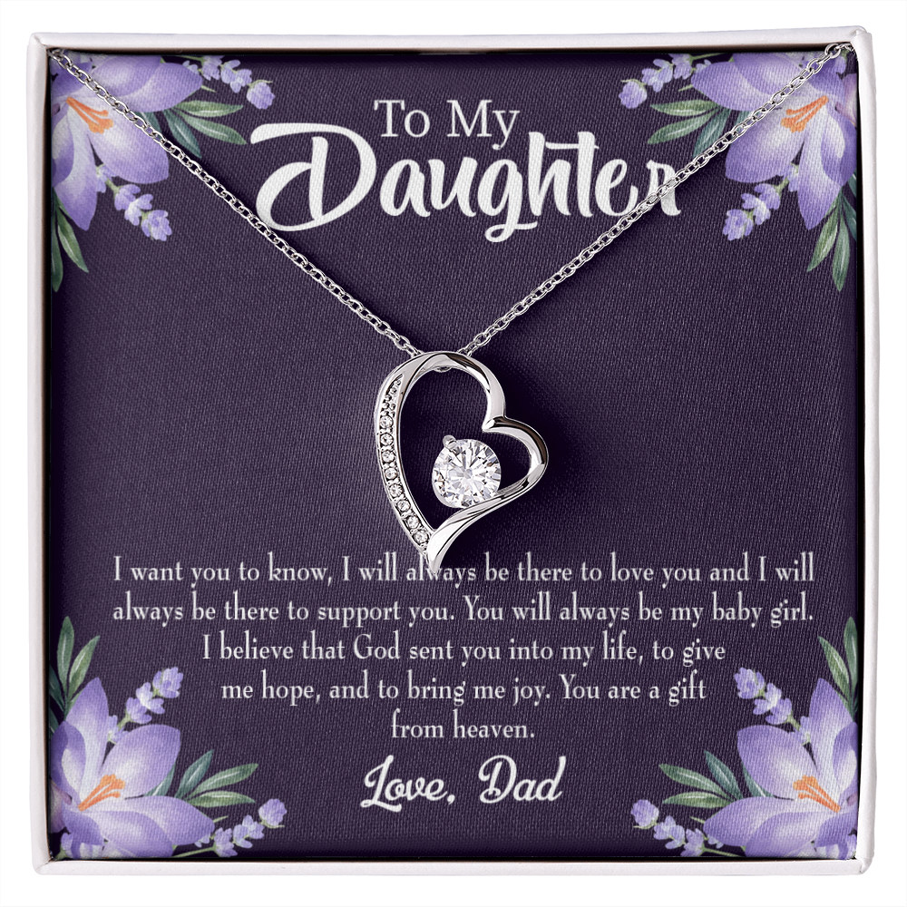 To My Daughter Gift From Heaven From Dad Forever Necklace w Message Card-Express Your Love Gifts