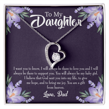 To My Daughter Gift From Heaven From Dad Forever Necklace w Message Card-Express Your Love Gifts