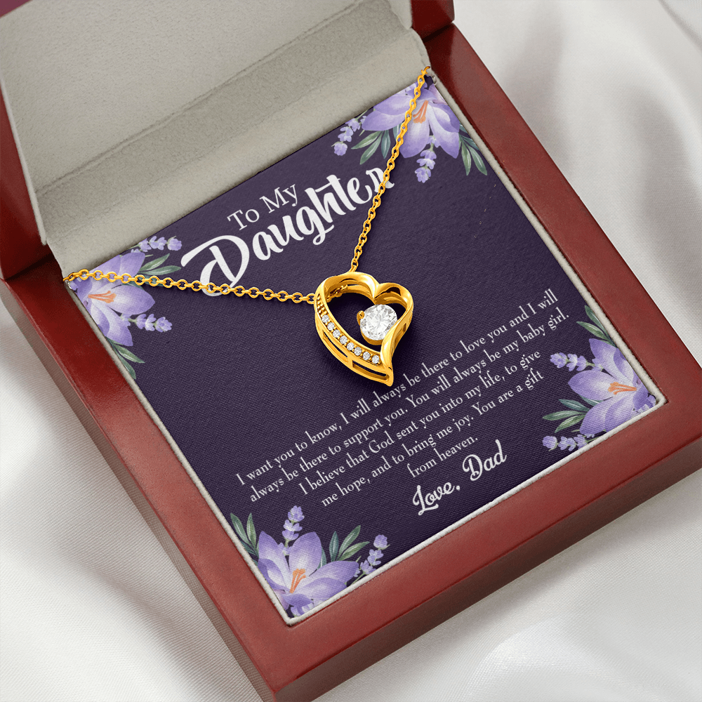 To My Daughter Gift From Heaven From Dad Forever Necklace w Message Card-Express Your Love Gifts