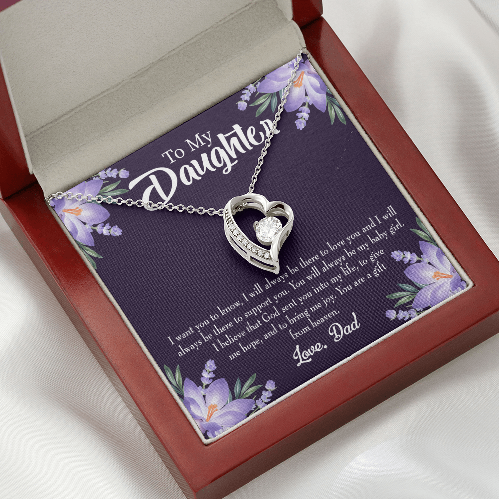 To My Daughter Gift From Heaven From Dad Forever Necklace w Message Card-Express Your Love Gifts