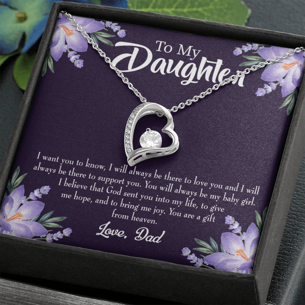 To My Daughter Gift From Heaven From Dad Forever Necklace w Message Card-Express Your Love Gifts