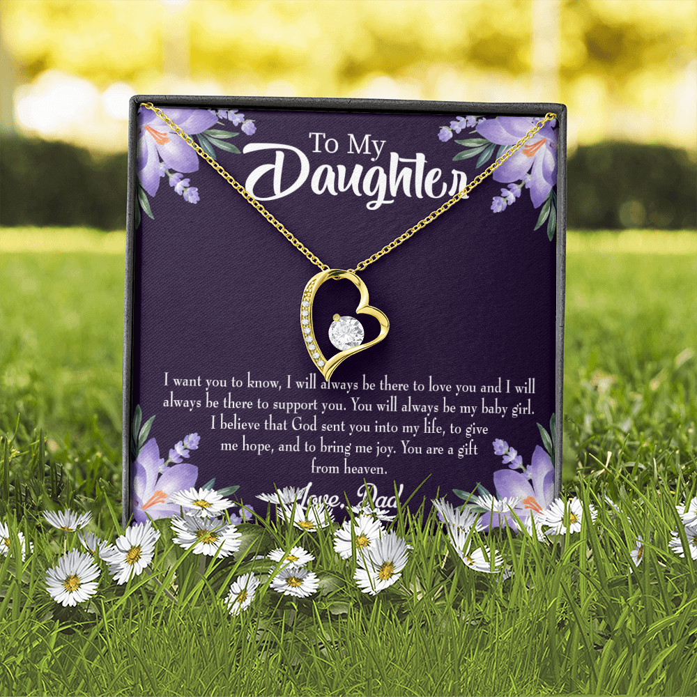 To My Daughter Gift From Heaven From Dad Forever Necklace w Message Card-Express Your Love Gifts
