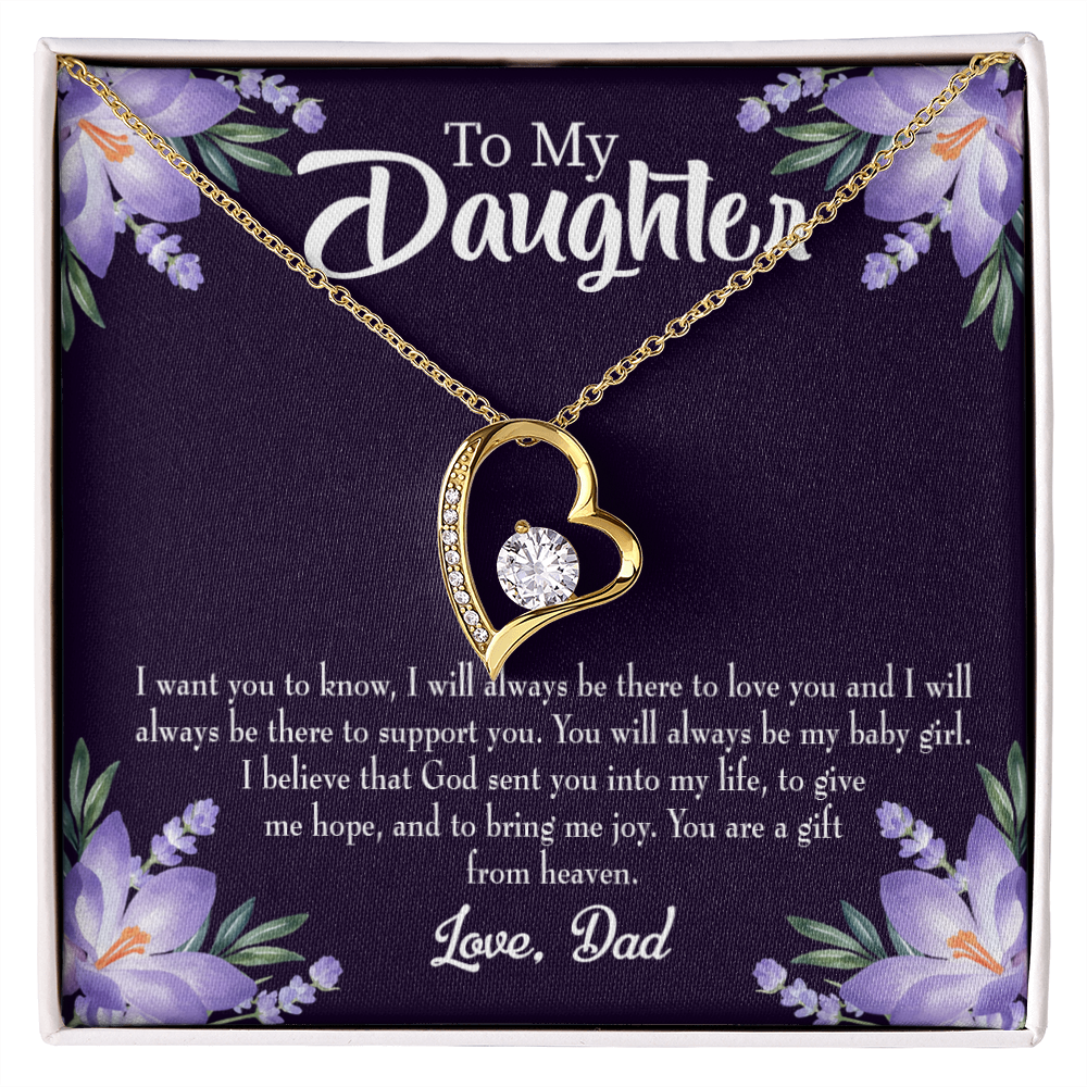 To My Daughter Gift From Heaven From Dad Forever Necklace w Message Card-Express Your Love Gifts