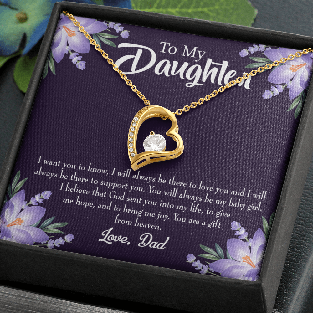 To My Daughter Gift From Heaven From Dad Forever Necklace w Message Card-Express Your Love Gifts