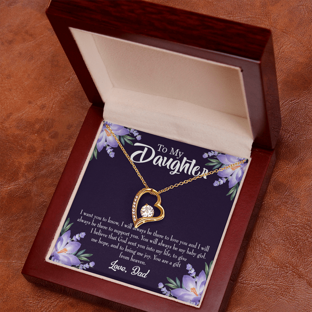 To My Daughter Gift From Heaven From Dad Forever Necklace w Message Card-Express Your Love Gifts