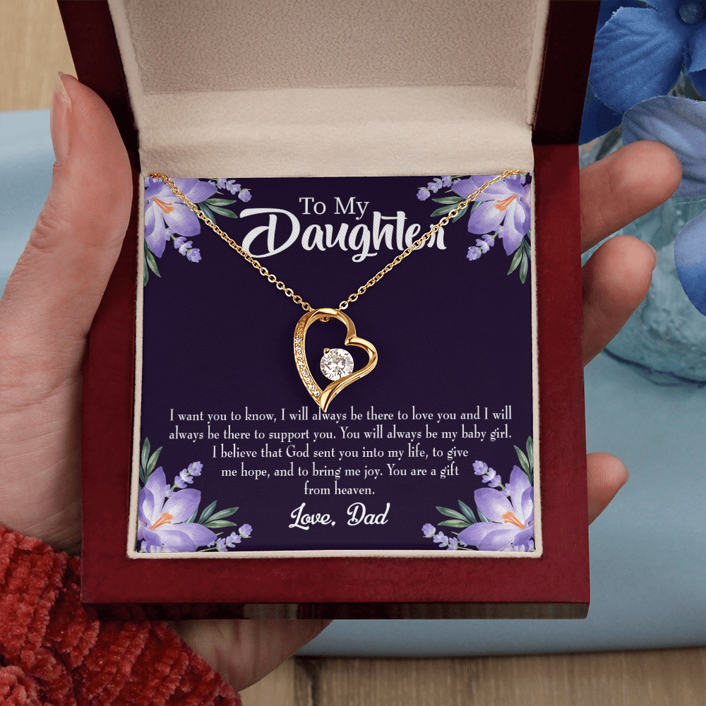 To My Daughter Gift From Heaven From Dad Forever Necklace w Message Card-Express Your Love Gifts