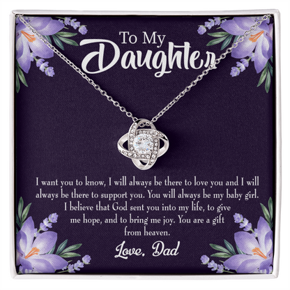To My Daughter Gift From Heaven From Dad Infinity Knot Necklace Message Card-Express Your Love Gifts