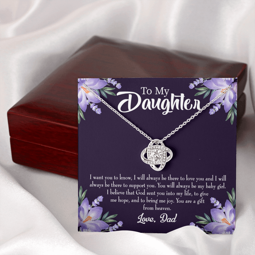 To My Daughter Gift From Heaven From Dad Infinity Knot Necklace Message Card-Express Your Love Gifts
