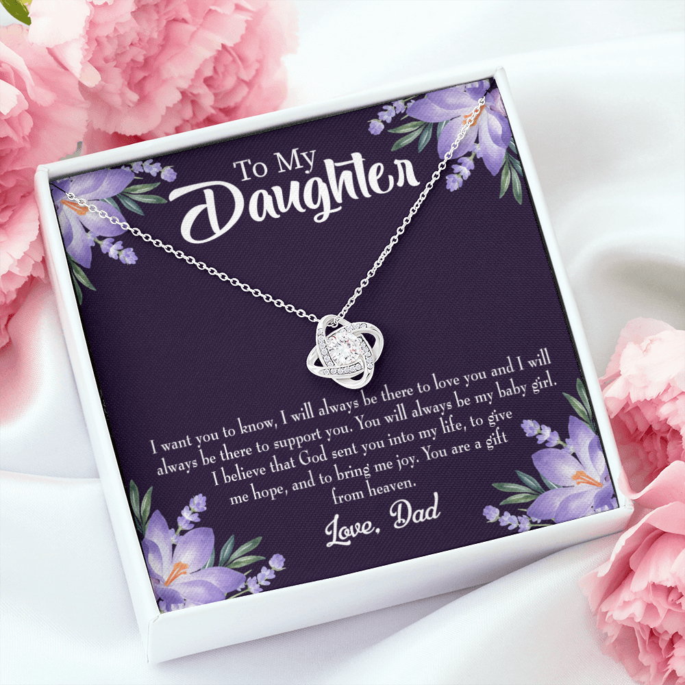 To My Daughter Gift From Heaven From Dad Infinity Knot Necklace Message Card-Express Your Love Gifts